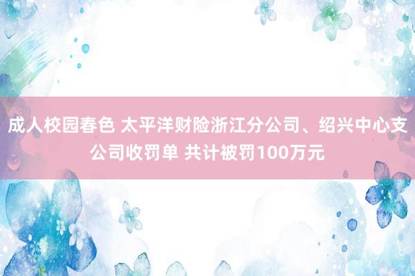 成人校园春色 太平洋财险浙江分公司、绍兴中心支公司收罚单 共计被罚100万元
