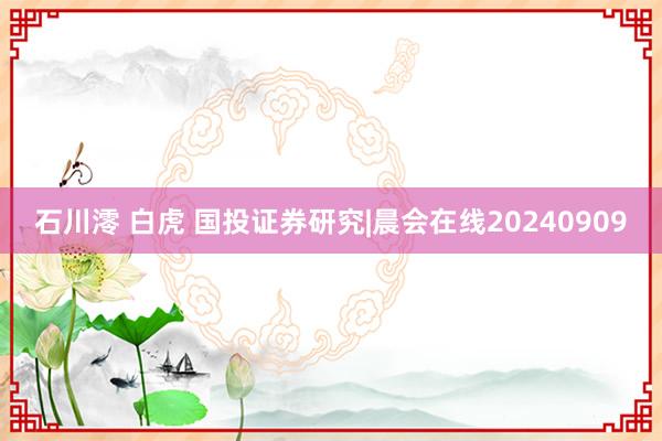 石川澪 白虎 国投证券研究|晨会在线20240909