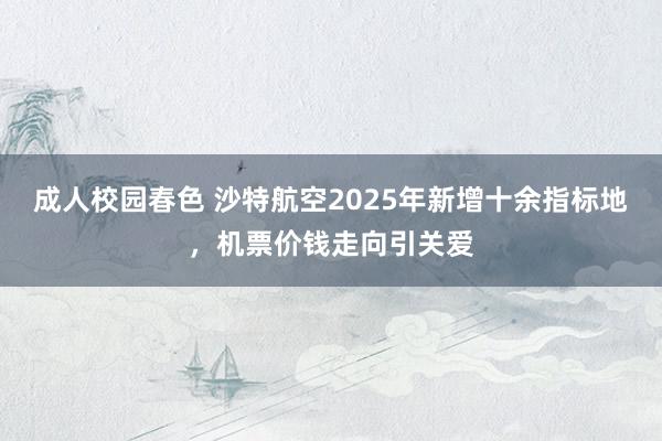 成人校园春色 沙特航空2025年新增十余指标地，机票价钱走向引关爱