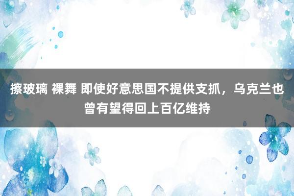 擦玻璃 裸舞 即使好意思国不提供支抓，乌克兰也曾有望得回上百亿维持